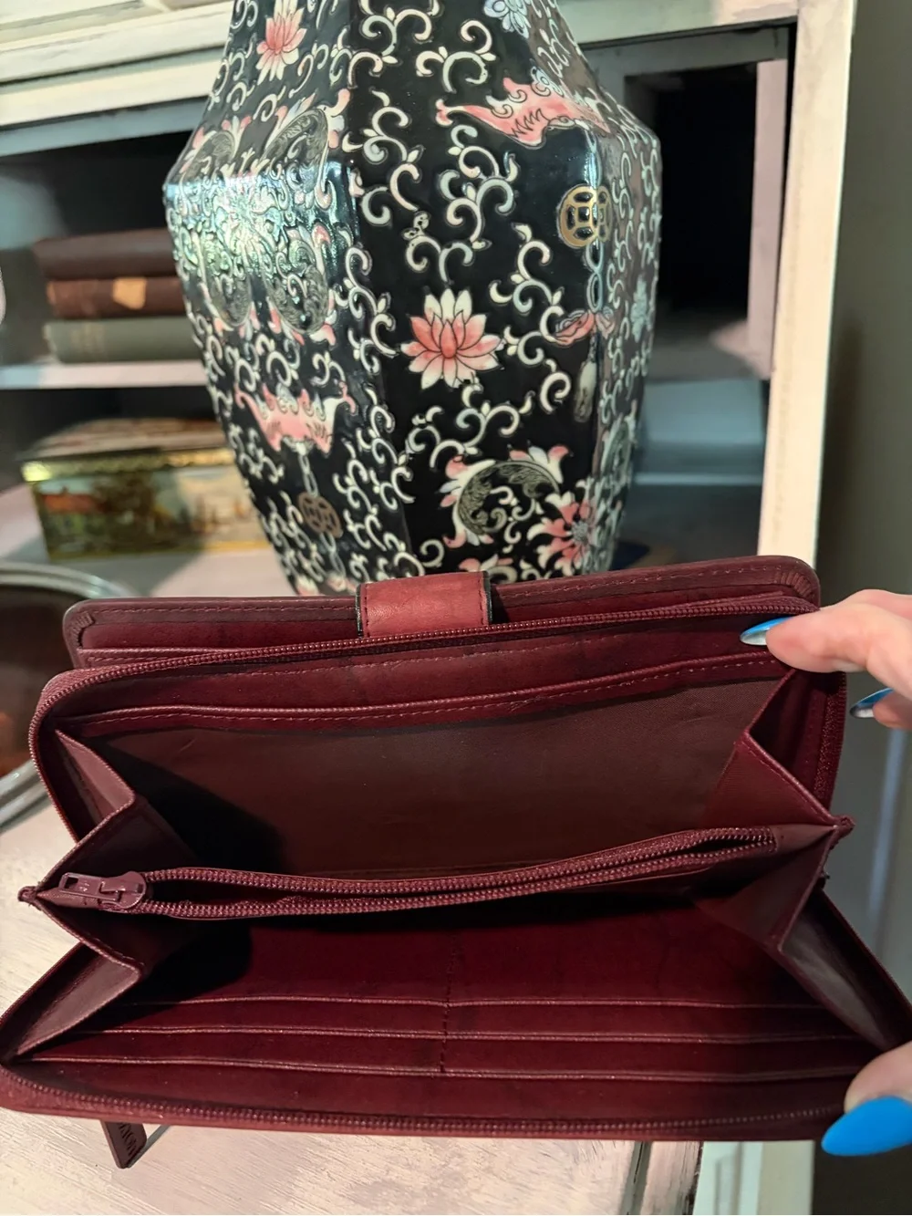 NWT Vintage Buxton Heiress Model 3 Burgundy Leather Organizer Clutch Wallet